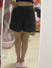 三彩2025秋季新款暗格紋收腰休閑褲短褲寬松靴褲闊腿褲女 黑色 S 155/64A 曬單實(shí)拍圖