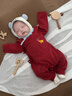 迪士尼（Disney）嬰兒衣服新生兒連體衣過(guò)年服滿(mǎn)月寶寶拜年百天周歲喜慶紅色春秋季 曬單實(shí)拍圖