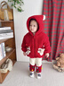 班喜迪女童套裝秋冬裝新款洋氣兒童拜年衣服寶寶嬰兒周歲禮服冬季小童裝 紅色 80 cm 曬單實(shí)拍圖