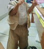 G.duck小黃鴨男童夏裝套裝兒童衣服夏季襯衫小西裝寶寶一周歲禮服兩件套 假三件卡其色 100 建議2-3歲25-30斤 曬單實(shí)拍圖