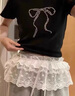 坤隨蕾絲屁簾短款女春夏百搭重工系帶木耳邊圍裙簾疊穿半身群辣妹花邊 【白色】蕾絲小屁簾1條 曬單實(shí)拍圖