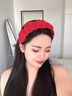 花詩(shī)可2025秋冬新款高顱頂洗臉毛線(xiàn)發(fā)箍紅色新年針織寬邊頭箍頭飾發(fā)飾女 F2053紅 曬單實(shí)拍圖