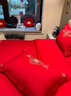 雅鹿結婚四件套純棉高檔100全棉喜慶大紅床單被套婚慶床上用品多件套 喜上加喜【精美刺繡 舒適裸睡】 1.8m床單四件套-適合200x230婚被 曬單實(shí)拍圖