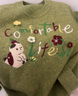 茵曼2025冬季女裝新款萌趣立體刺繡絨感毛衣慵懶長(cháng)袖針織衫 綠色 XL 曬單實(shí)拍圖