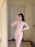 Mom Jane哺乳上衣秋衣莫代爾睡衣孕婦內搭春夏季薄款喂奶月子服免穿文胸 煙粉色秋衣褲套裝 【德絨發(fā)熱纖維】 L 建議體重(110-140斤) 曬單實(shí)拍圖