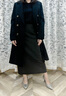 卡詩(shī)茉/毛呢半身裙女2025秋冬新款高腰直筒裙修身顯瘦后開(kāi)叉女裙 灰色 毛呢料 M 曬單實(shí)拍圖