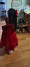 富羅迷女童連衣裙冬季加絨保暖新中式紅色禮服裙兒童公主裙 紅色 130cm  曬單實(shí)拍圖