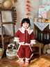 G.duck小黃鴨女童冬季新年服套裝加絨加厚兒童過(guò)年服中國風(fēng)寶寶周歲禮服 紅色 上衣+褲子 110 適合身高100-110cm左右 曬單實(shí)拍圖