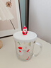 新款高顏值圣誕節玻璃杯高顏值水杯馬克杯帶蓋杯子兒童牛奶咖啡杯 圣誕老人杯蓋-400ML 曬單實(shí)拍圖