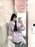 妍莉芬（yanlifen）韓系超好看大毛領(lǐng)加厚棉衣羽絨棉服女2025冬季年新款小棉襖外套 紫色 M 曬單實(shí)拍圖