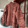 牧蘭奴卡羊毛衫女純羊毛開(kāi)衫半高領(lǐng)拉鏈寬松休閑毛衣外套簡(jiǎn)約氣質(zhì)針織上衣 花紗紅色 L 曬單實(shí)拍圖