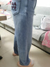 LEOSOXS淺色直筒牛仔褲子女秋冬2025新款加絨加厚高腰時(shí)尚顯瘦窄版闊腿褲 淺藍色（加絨） XL /29(115-125斤) 曬單實(shí)拍圖