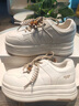百麗（Belle）時(shí)尚串珠小白鞋女26春新款商場(chǎng)厚底增高休閑板鞋F1D1DAM6預售 米白 37 (235mm) 曬單實(shí)拍圖