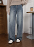 歌力思（ELLASSAY）2026早春新款純棉經(jīng)典百搭褲腳磨毛高腰闊腿牛仔褲女EWB371N00900 淺牛仔藍 XS 曬單實(shí)拍圖