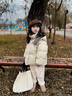 鴨鴨時(shí)尚【雙面可穿】女童羽絨服2025新款冬裝短款加厚保暖中大童外套棉服 卡其色 130 cm 曬單實(shí)拍圖