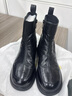 波爾諦奇（BOERDIQI）頭層牛皮英倫風(fēng)粗跟加絨馬丁靴秋冬女靴真皮女鞋子 黑色絨里 37 曬單實(shí)拍圖