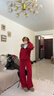 傲甜美式衛衣新年套裝女秋冬慵懶風(fēng)休閑運動(dòng)毛領(lǐng)外套騏驥紅色闊腿褲子 紅色兩件套 S 80-95斤 曬單實(shí)拍圖