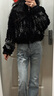 三吉黑花【暮雪】新中式釘珠羊羔毛外套女裝冬2025新款今年流行潮 珠黑(毛絨內里) S 曬單實(shí)拍圖