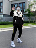 WHIM NASA青少年外套男士加絨加厚夾克男裝三件套秋冬季初高中學(xué)生運動(dòng)衣服 T18黑白+V1+T25圓領(lǐng) 不加絨三件套 S 建議60-85斤 曬單實(shí)拍圖