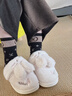妙奕嘉毛毛棉拖鞋女士外穿秋冬家用防滑浴室家居鞋女鞋月子鞋室內浴室拖 可愛(ài)兔子毛絨兩穿拖鞋米白色 36-37 【適合35-36碼】 曬單實(shí)拍圖