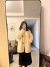 香影【咩咩絨】牛角扣中長(cháng)款外套女2025冬季新款皮毛一體立領(lǐng)上衣 淡黃 M 160/84A/95-110斤 曬單實(shí)拍圖
