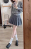 方致百褶裙女春秋夏季短裙jk制服毛呢裙子學(xué)院風(fēng)高腰a字半身裙小個(gè)子 淺灰 【加長(cháng)】毛呢面料 M 【95-105斤】 曬單實(shí)拍圖
