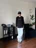 Calvin KleinJeans春秋男士休閑通勤ck字母印花圓領(lǐng)內(nèi)搭打底衫長袖T恤上衣 UB1-太空黑 M 曬單實(shí)拍圖