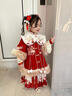玫初莎女童漢服中大童冬季加絨加厚兒童冬款漢服古裝明制中國風(fēng)刺繡套裝 靈鹿賀春（云肩十長(cháng)祆十下裙） 120 【建議身高115cm左右】 曬單實(shí)拍圖