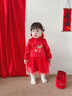 英氏（YEEHOO）【商場(chǎng)同款】童裝裙子女童加絨連衣裙拜年新年衣服女新中式裙子 新年紅YRLAJ42344A 80 曬單實(shí)拍圖