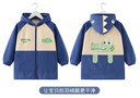 罩衣中大童羽絨服兒童加長(cháng)秋冬防臟外套幼兒園寶寶正穿衣洋氣外穿 前后恐龍淺藍 120(建議4-5歲) 曬單實(shí)拍圖