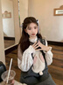 夢(mèng)琪嵐冬季穿搭套裝女一整套穿搭學(xué)院風(fēng)立體兔子針織背心連衣裙女學(xué)生 【套裝】灰色兔子背帶裙+立領(lǐng)襯衫 現貨速發(fā) M 建議91-105斤 曬單實(shí)拍圖