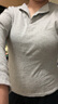 佐丹奴長(cháng)袖T恤女秋冬新款純棉t恤衫純色破骨小V翻領(lǐng)上衣13325790 05花紗灰 M 曬單實(shí)拍圖