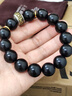 石玥珠寶14mm天然黑曜石手串銀護身符六字真言轉運珠手鏈男女士款水晶瑪瑙 曬單實(shí)拍圖