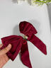 ?，敽竽X勺大蝴蝶結頭飾彈簧夾高級感夾子黑色緞面發(fā)夾發(fā)飾女紅色頂夾 曬單實(shí)拍圖