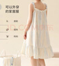 貓人女士睡衣睡裙女夏季純棉法式吊帶甜美性感寬松顯瘦家居服米白XL 曬單實(shí)拍圖