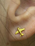 賽菲爾黃金耳飾足金999.9女迷你養耳棒卡通耳釘 飛機約0.35克 單支售賣(mài)  曬單實(shí)拍圖