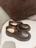 卓詩(shī)尼英倫風(fēng)小皮鞋女2026春季新款串珠厚底深口單鞋女布洛克棕色樂(lè )福鞋 棕色【4CM舒適跟高】 37 曬單實(shí)拍圖