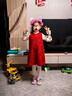 戴維貝拉兒童毛絨背心裙冬裝連衣裙女童保暖紅色新年裙子童裝 曬單實(shí)拍圖
