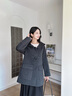 香影牛角扣雙面呢羊毛大衣女2025冬季新款中長(cháng)款灰色連帽毛呢外套 深灰 S 155/80A/85-95斤 曬單實(shí)拍圖