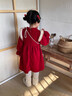 G.duck女童冬季加絨新中式紅色拜年服連衣裙女寶寶秋冬保暖中國風(fēng)公主裙 紅色(送包包) 110 cm （建議100-108cm3-4周歲） 曬單實(shí)拍圖