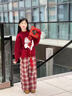 兒童本命年衣服女孩2026新款女童冬裝紅色毛衣套裝洋氣加厚過(guò)年服 套裝【毛衣+加絨格子褲】 送手套 150 曬單實(shí)拍圖