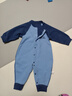 暖絨嬰兒連體衣秋冬季男孩衣服保暖哈衣小月齡女寶寶長(cháng)袖外出爬服 藍色 無(wú)骨縫單件裝 90cm 曬單實(shí)拍圖