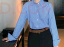 pusumede藍色miu系格子襯衫女復古學(xué)院風(fēng)長(cháng)袖襯衣休閑寬松上衣 藍灰格 現貨 M 曬單實(shí)拍圖