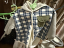 博睿恩（Pureborn）【內里羊羔絨】?jì)和咏q外套格子時(shí)尚上衣男女寶寶帶帽衣服 藍色格紋 90 曬單實(shí)拍圖