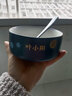 筷戈碗筷套裝組合一人陶瓷碗刻字刻名字個(gè)人專(zhuān)用吃飯碗米飯碗餐具套裝 5寸寶石藍 1個(gè) 曬單實(shí)拍圖