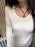 浪莎（LangSha）打底衫女內搭薄款圓領(lǐng)長(cháng)袖t恤軟糯彈力上衣 白色 S【90斤以下】 曬單實(shí)拍圖
