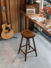 禾夫實(shí)木吧臺凳家用島臺餐桌高腳凳子餐廳咖啡廳酒吧椅前臺接待吧臺椅 胡桃色【100%橡膠木】坐高53CM（適配80-90高度桌子） 送貨上門(mén) 曬單實(shí)拍圖