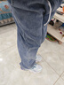 西域駱駝（VANCAMEL）牛仔褲男寬松直筒韓版垂感闊腿休閑褲子男加絨加厚長(cháng)褲 中藍 XL 曬單實(shí)拍圖