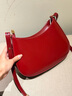 丹希路（danxilu）真皮女士包包2026新款馬鞍包時(shí)尚單肩斜挎包百搭腋下包生日禮物 紅色 曬單實(shí)拍圖