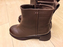 百麗（Belle）氣質(zhì)粗跟時(shí)裝靴女商場(chǎng)同款冬季舒適羊皮通勤短靴3A645DD4 棕色-絨里 38 (240mm) 曬單實(shí)拍圖
